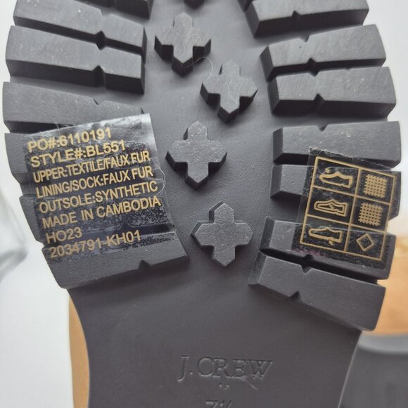 J. Crew Women's Faux Fur Winter Hiking Boots Size 10.5 Chestnut Brown - Picture 9 of 11